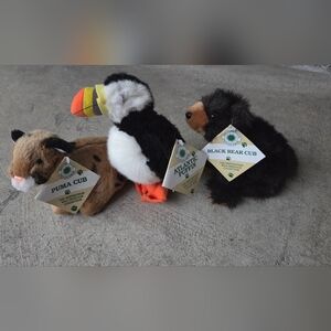 Wild Republic Stuffed Animal Set - Puma, Puffin, and Bear